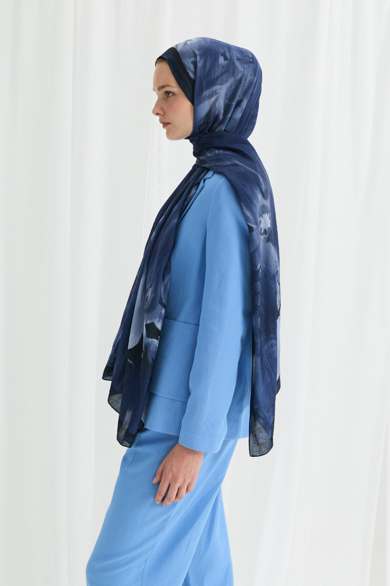 Velvet Kraş Şal - Lacivert - 3