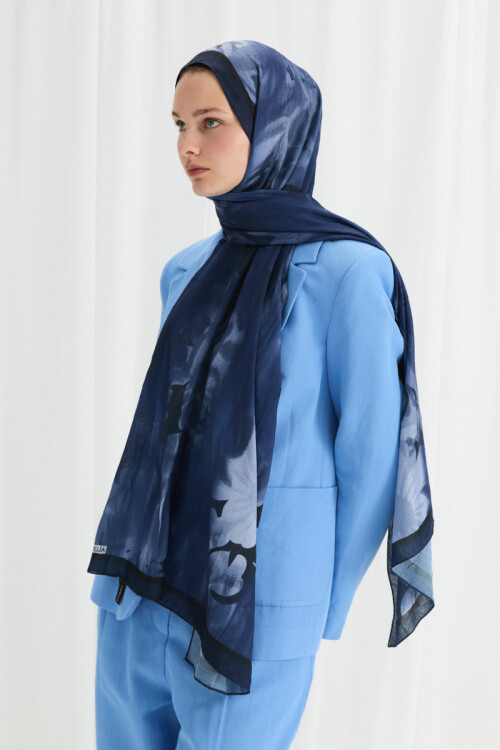 Velvet Kraş Şal - Lacivert - Camellia Scarfs (1)