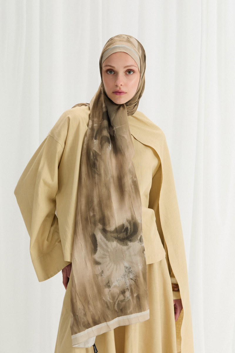 Velvet Kraş Şal - Olive - 1