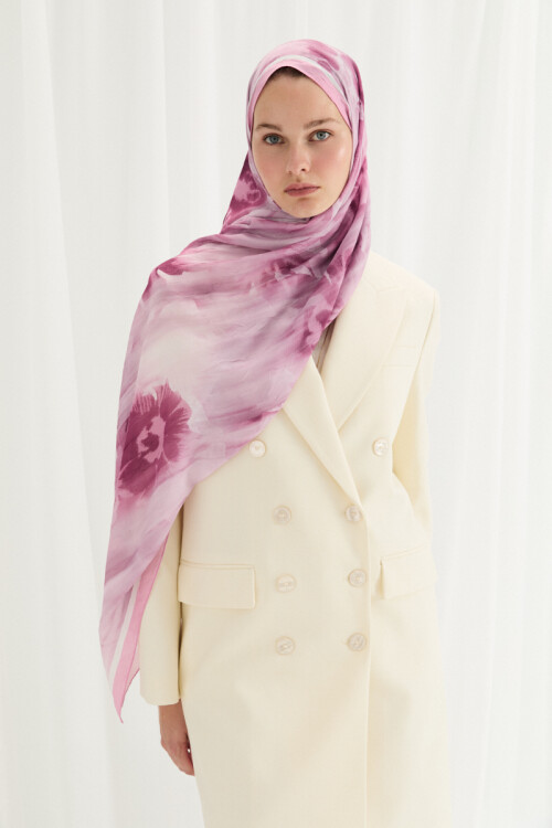 Velvet Kraş Şal - Pembe - Camellia Scarfs