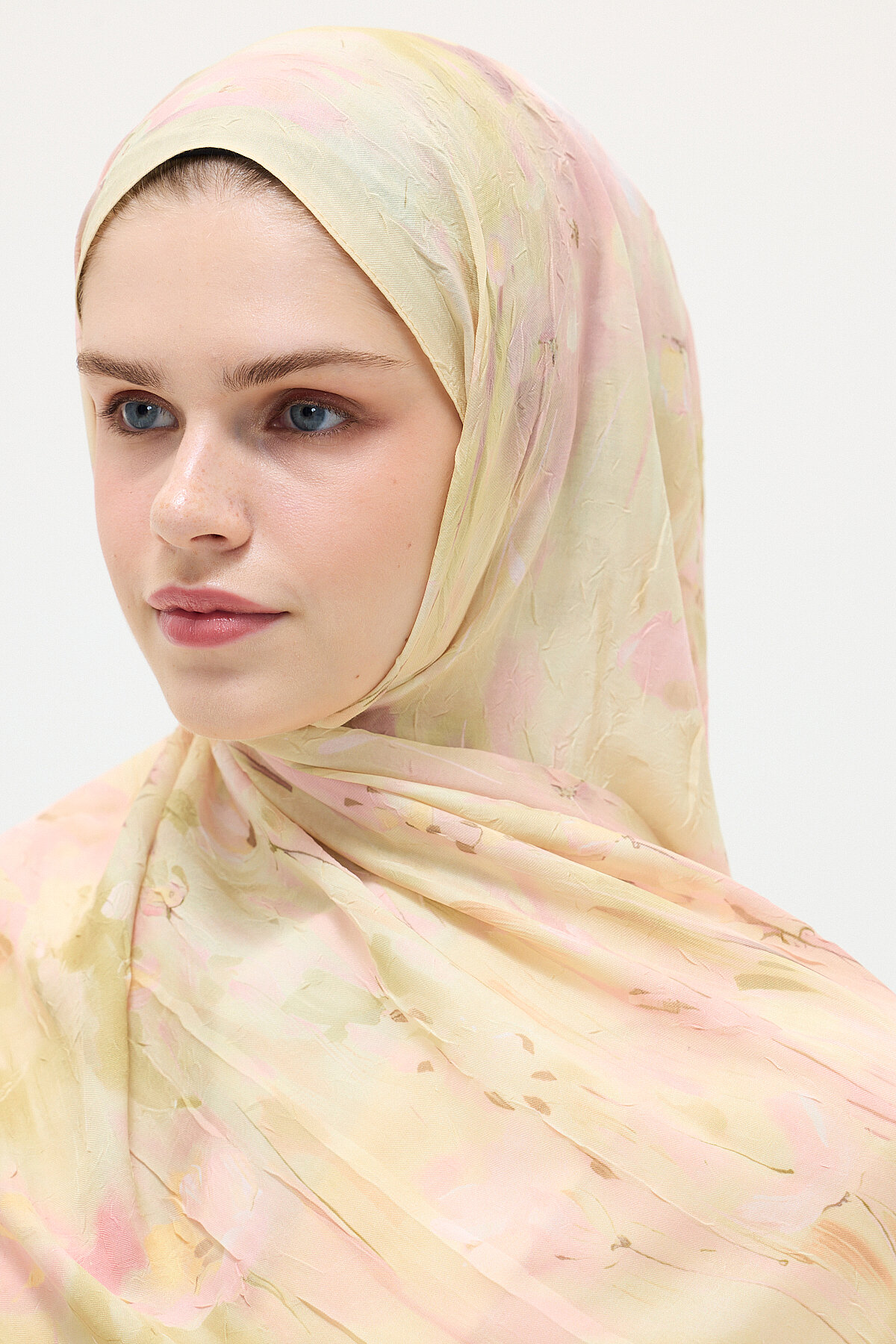 Velvet Kraş Şal - Pembe-Sarı - Camellia Scarfs (1)