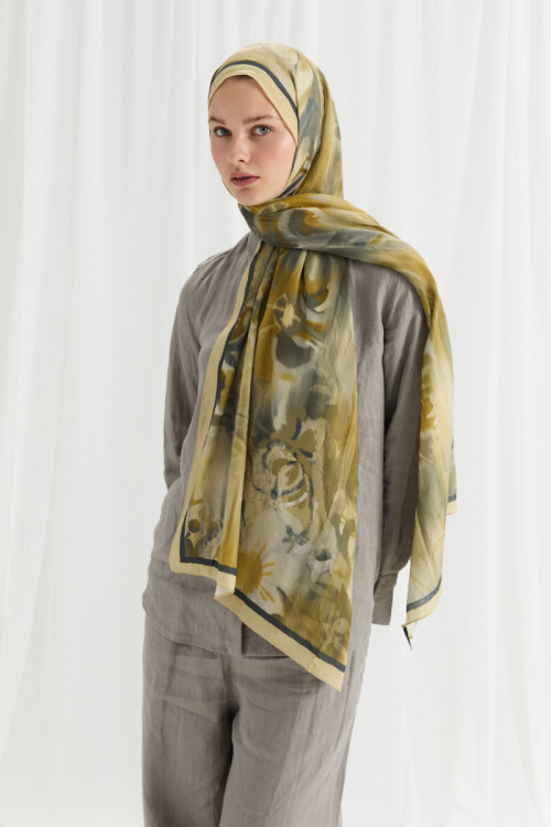 Velvet Kraş Şal - Safran - Camellia Scarfs (1)