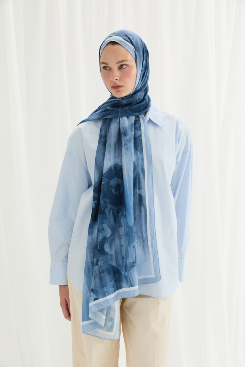 Velvet Kraş Şal - Soğuk Mavi - Camellia Scarfs (1)