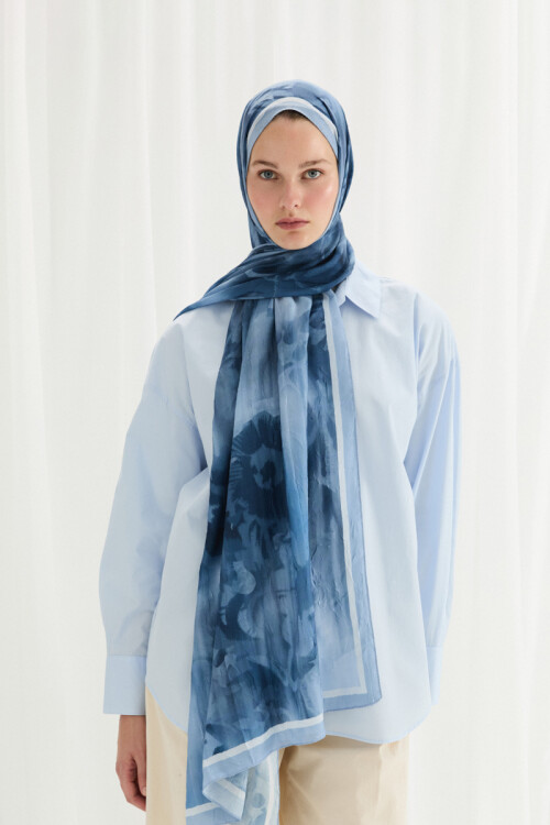 Velvet Kraş Şal - Soğuk Mavi - Camellia Scarfs