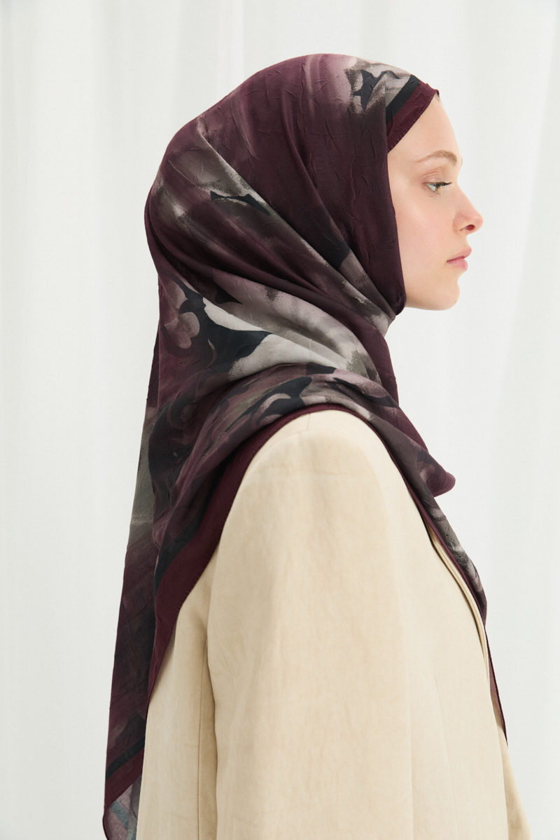 Velvet Kraş Şal - Vişne - 4