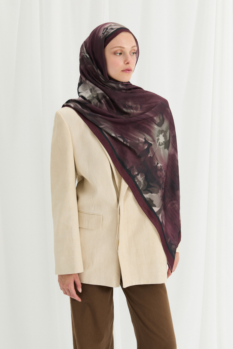 Velvet Kraş Şal - Vişne - 2