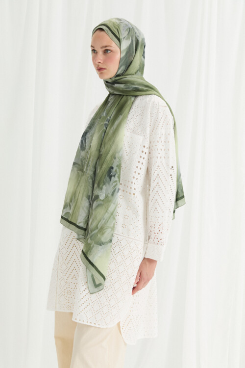 Velvet Kraş Şal - Yeşil - Camellia Scarfs (1)