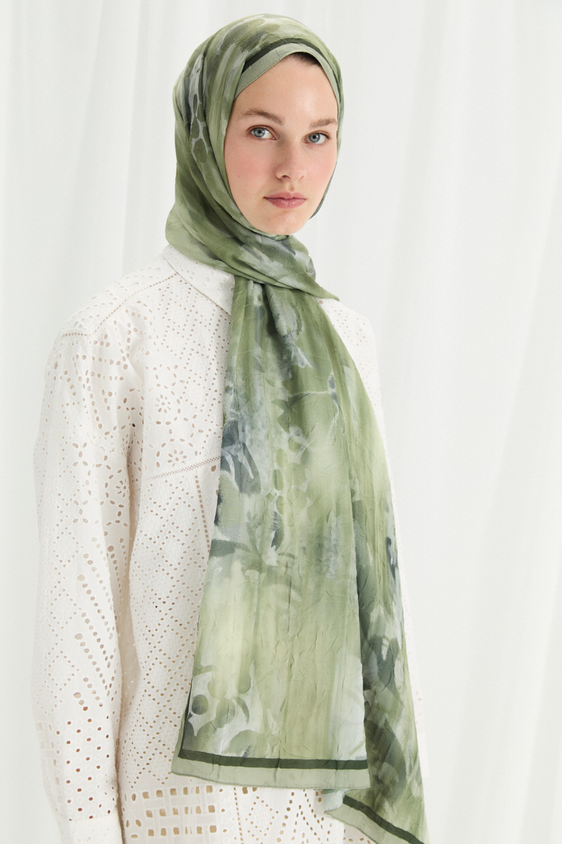 Velvet Kraş Şal - Yeşil - 3