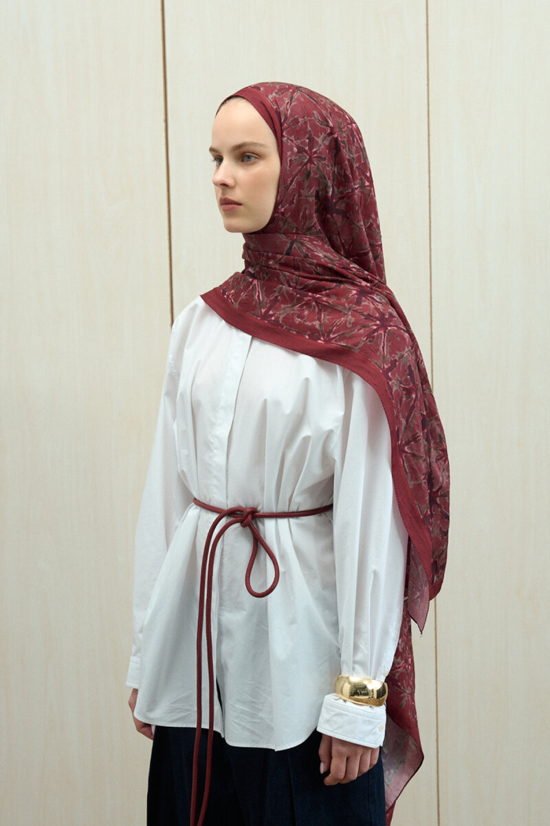 Vetra Kraş Şal - Bordo - 4