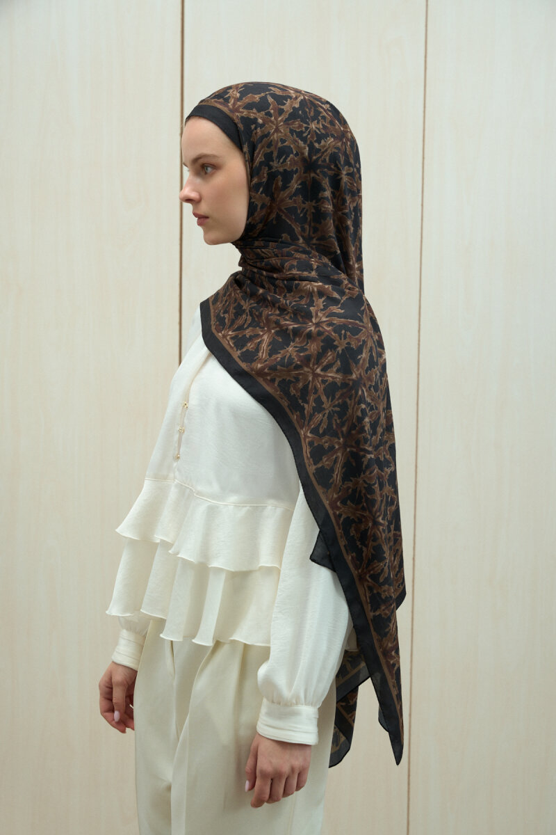 Vetra Kraş Şal - Siyah Kahve - 3