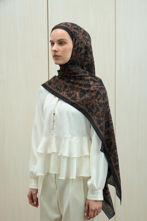 Vetra Kraş Şal - Siyah Kahve 