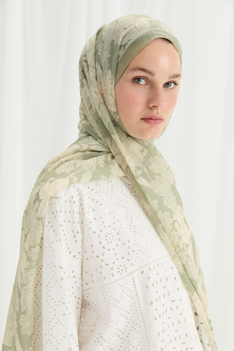 Viena İpek Krep Şal - Çağla - 4