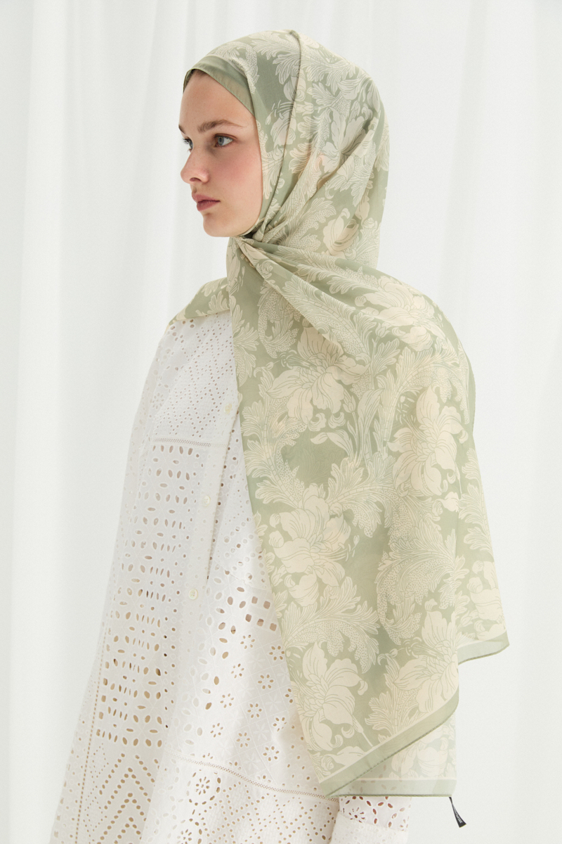 Viena İpek Krep Şal - Çağla - 3