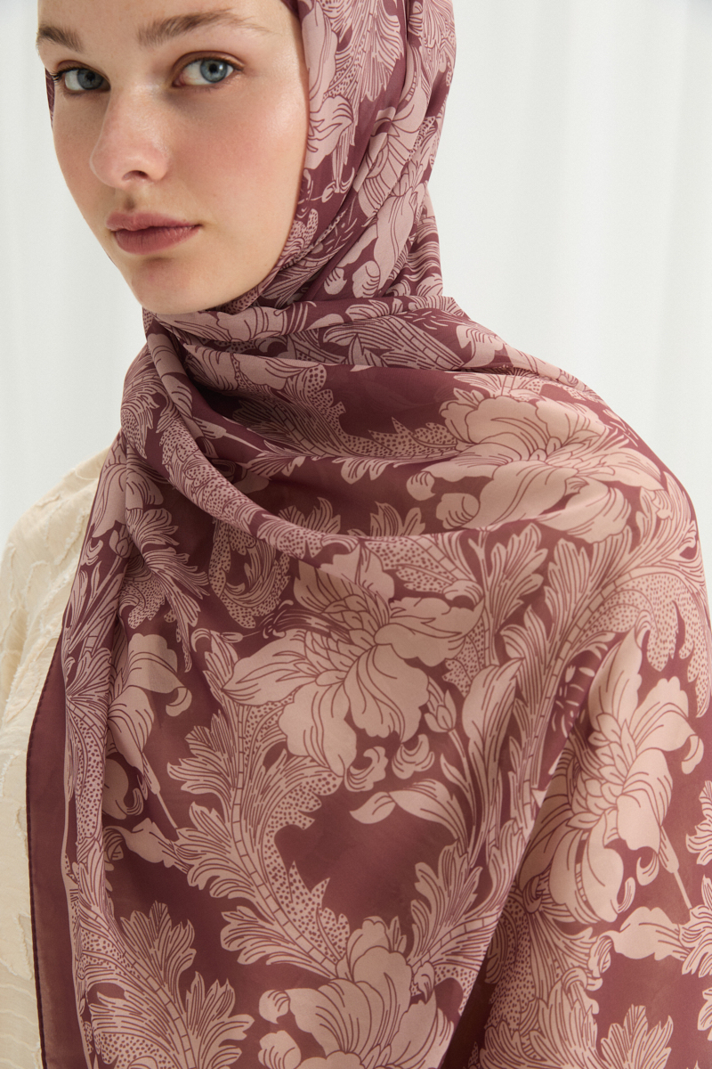 Viena İpek Krep Şal - Gül Kurusu - 4