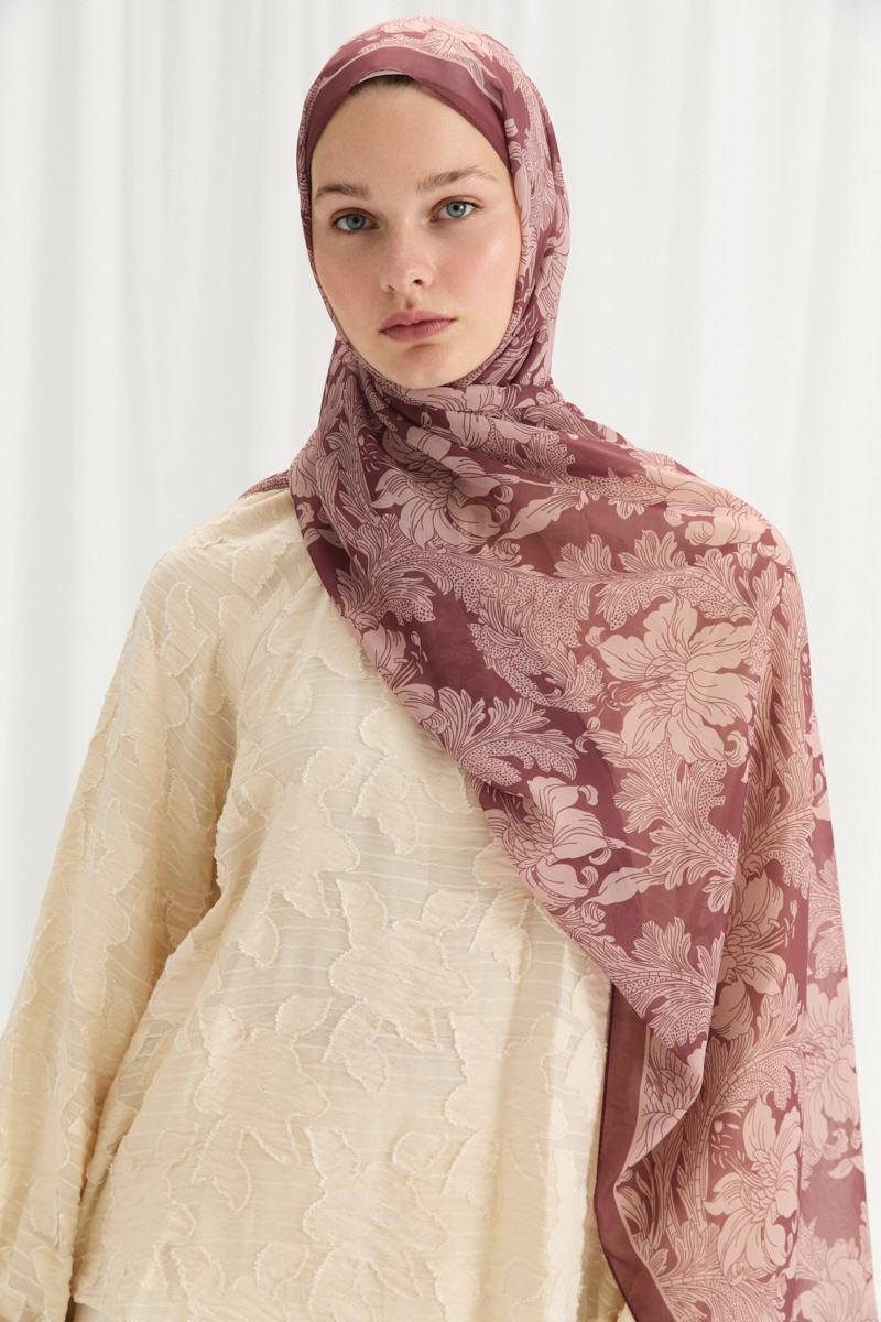 Viena İpek Krep Şal - Gül Kurusu - 3