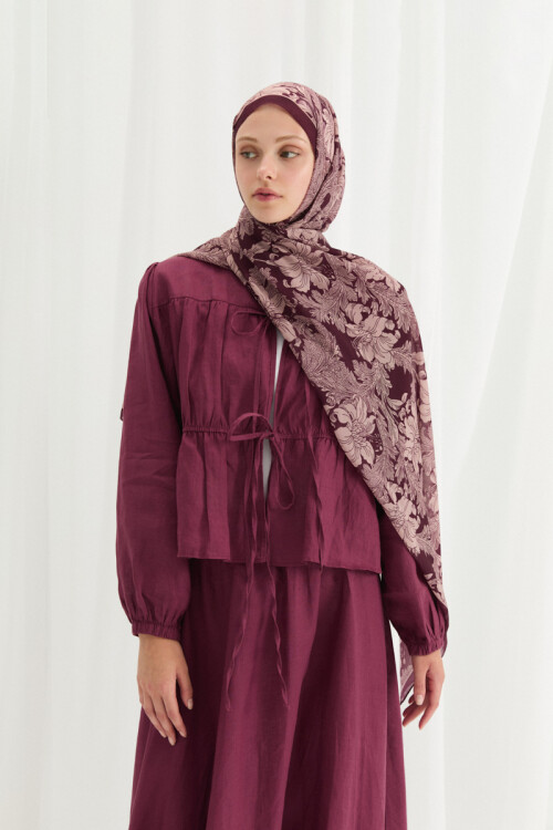 Viena İpek Krep Şal - Mürdüm - Camellia Scarfs