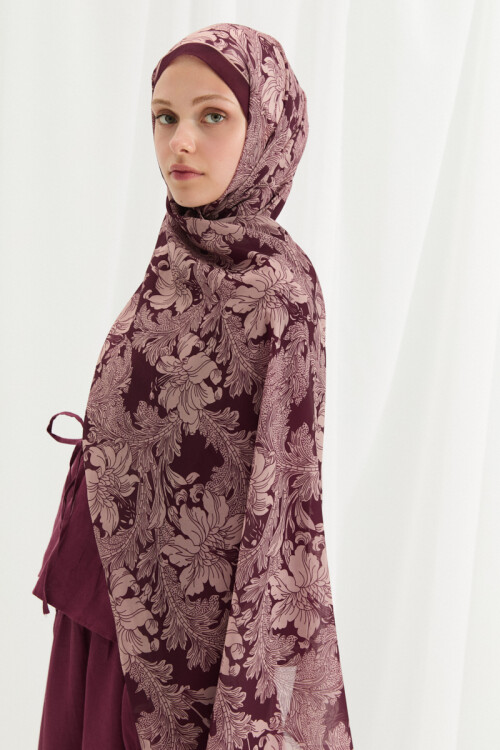 Viena İpek Krep Şal - Mürdüm - Camellia Scarfs (1)