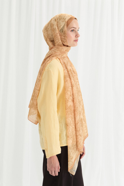 Viena İpek Krep Şal - Sarı - Camellia Scarfs (1)