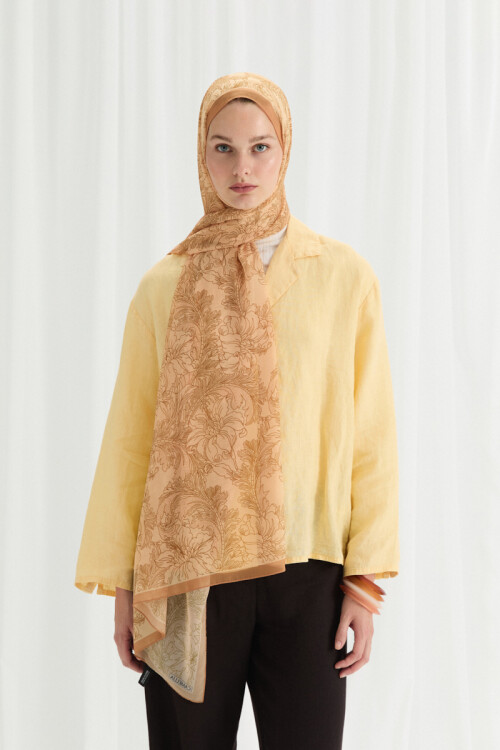 Viena İpek Krep Şal - Sarı - Camellia Scarfs