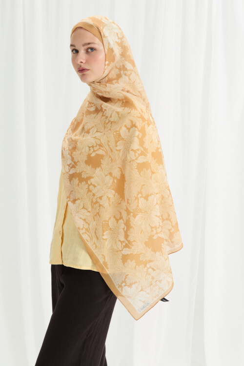 Viena İpek Krep Şal - Tereyağ Sarısı - Camellia Scarfs (1)