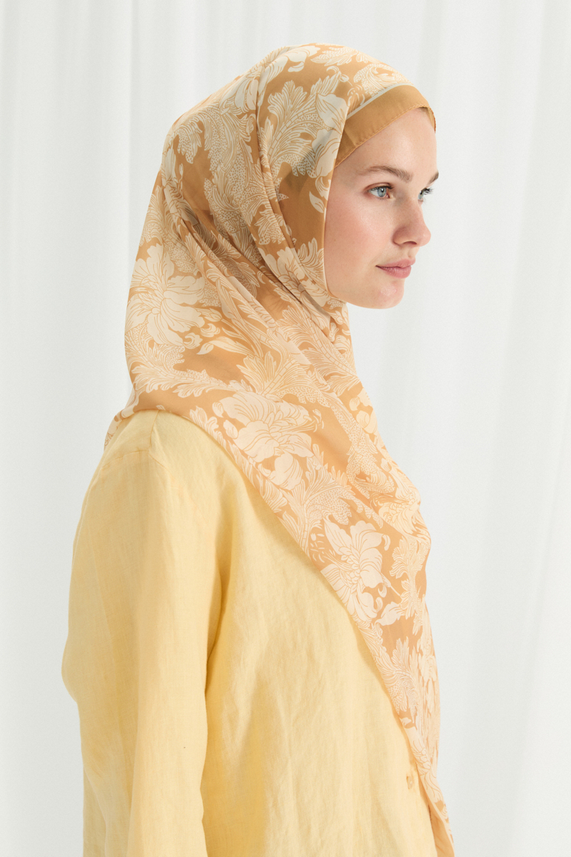 Viena İpek Krep Şal - Tereyağ Sarısı - 3