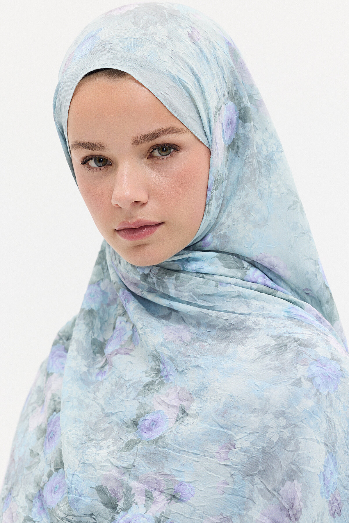 Vintage Çiçek Desen Kraş Şal - Mint - Camellia Scarfs (1)