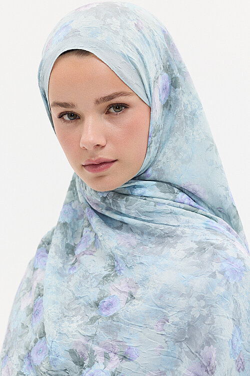 Vintage Çiçek Desen Kraş Şal - Mint - Camellia Scarfs (1)