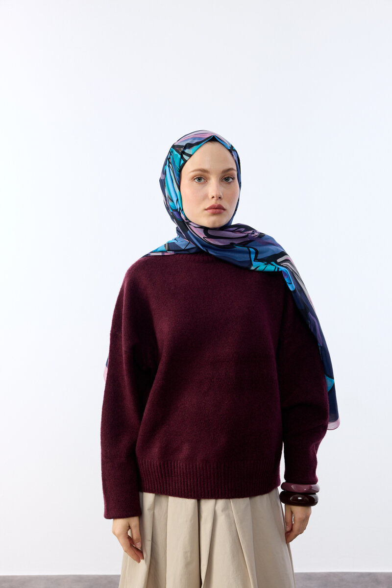 Watercolor Desen Soft Şal - Pembe Mavi - 2