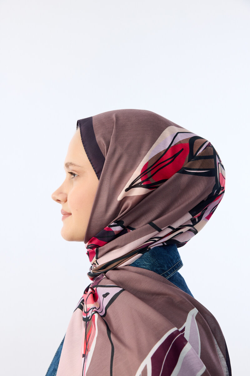 Watercolor Desen Soft Şal - Pudra Mor - 4