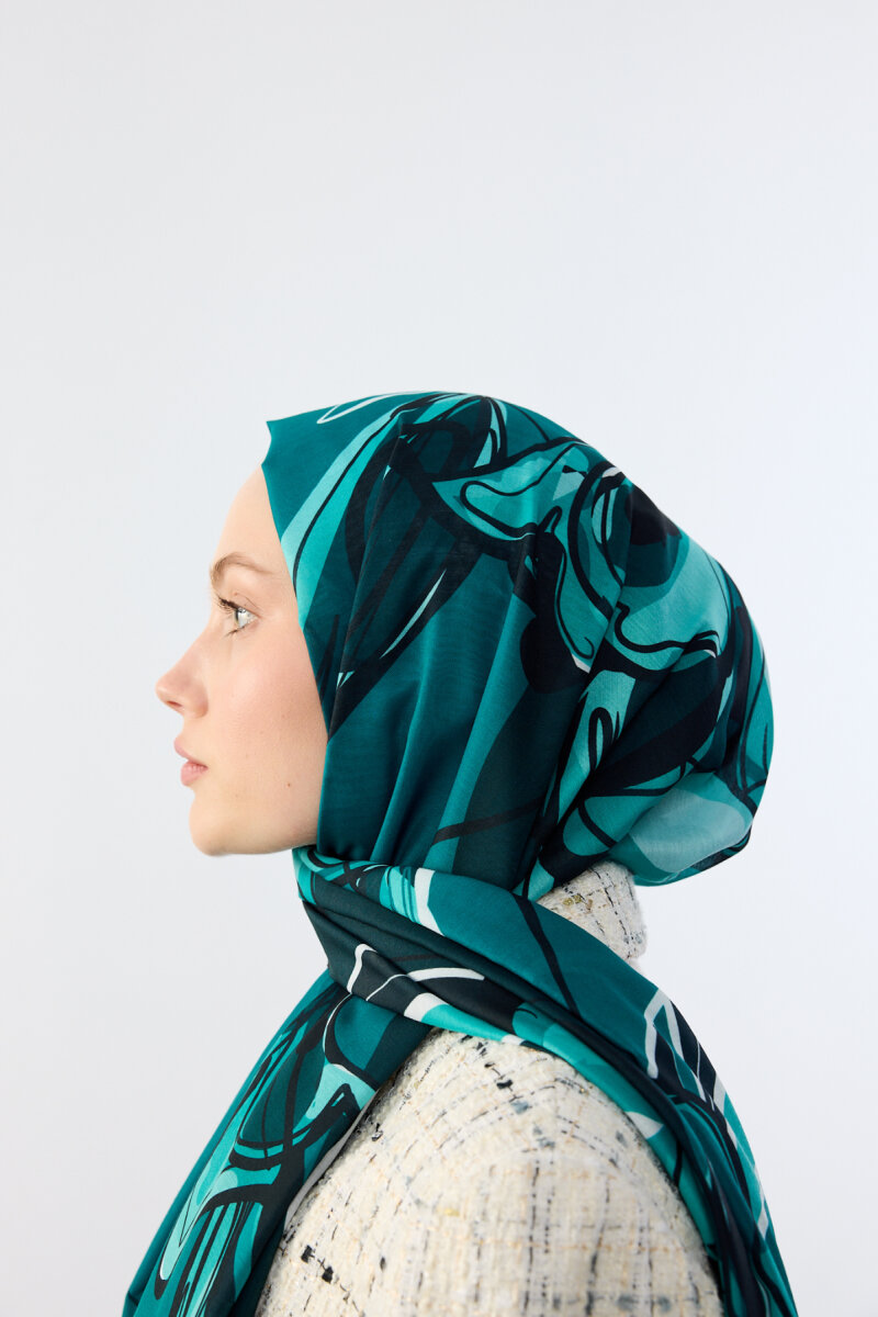 Watercolor Desen Soft Şal - Yeşil - 4