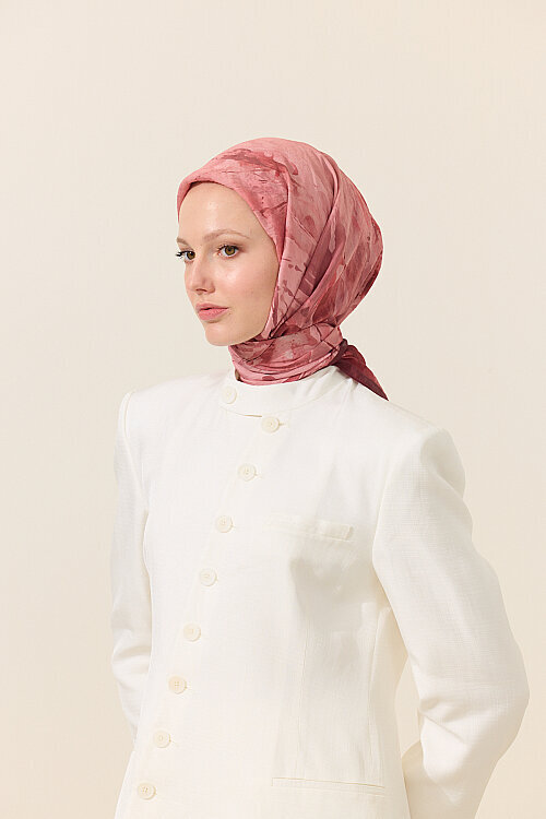 Watercolor Pamuk Viskon Eşarp - Cherry - Camellia Scarfs (1)