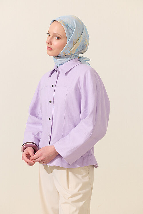 Watercolor Pamuk Viskon Eşarp - Mavi - Camellia Scarfs (1)
