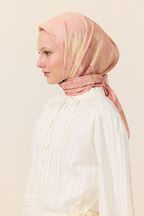 Watercolor Pamuk Viskon Eşarp - Somon - Camellia Scarfs