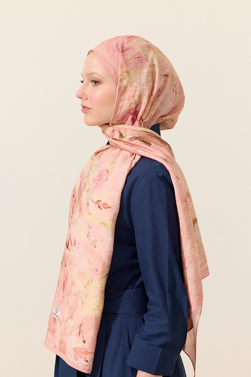 Watercolor Pamuk Viskon Şal - Somon - 3