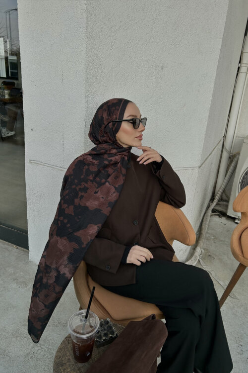 Winter Haze Müslin Şal - Acı Kahve - Camellia Scarfs (1)