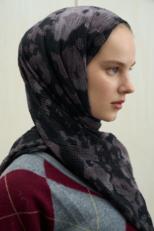 Winter Haze Müslin Şal - Antasit - Camellia Scarfs (1)