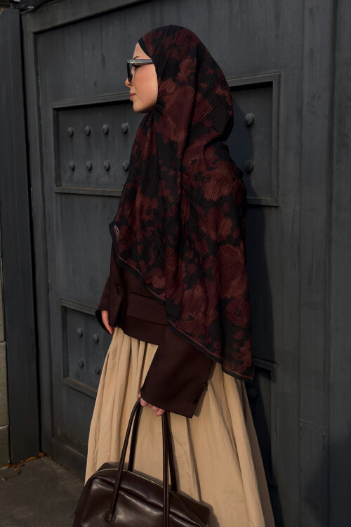 Winter Haze Müslin Şal - Kızıl Kahve - Camellia Scarfs (1)