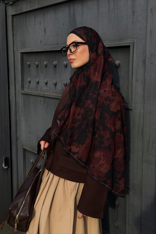 Winter Haze Müslin Şal - Kızıl Kahve 