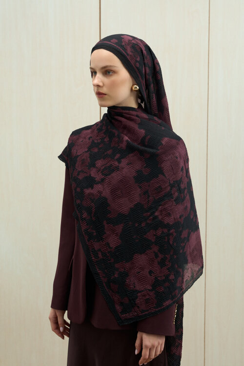 Winter Haze Müslin Şal - Mürdüm - Camellia Scarfs