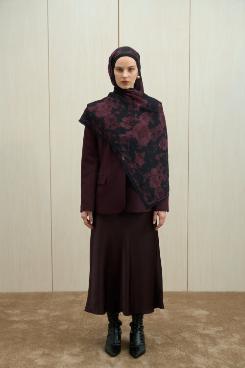 Winter Haze Müslin Şal - Mürdüm - Camellia Scarfs (1)