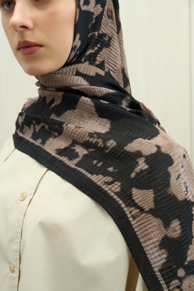 Winter Haze Müslin Şal - Siyah Bej - 3