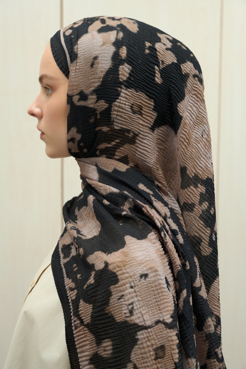 Winter Haze Müslin Şal - Siyah Bej - 4