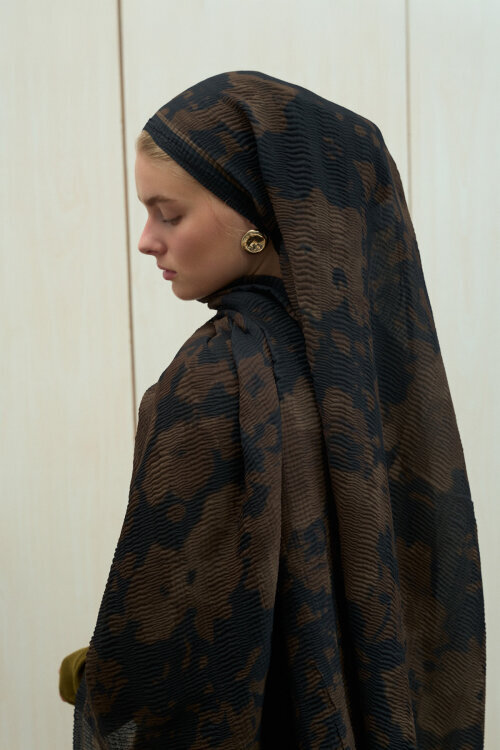 Winter Haze Müslin Şal - Siyah Haki - Camellia Scarfs