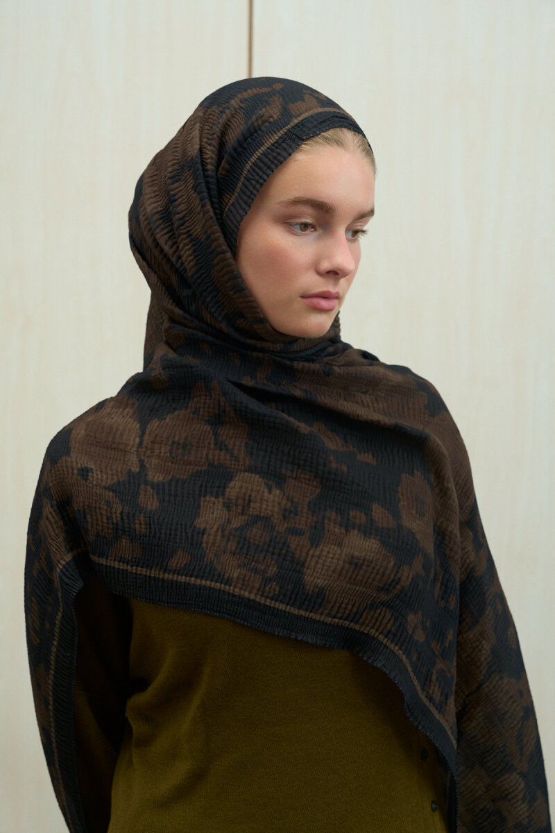 Winter Haze Müslin Şal - Siyah Haki - 4