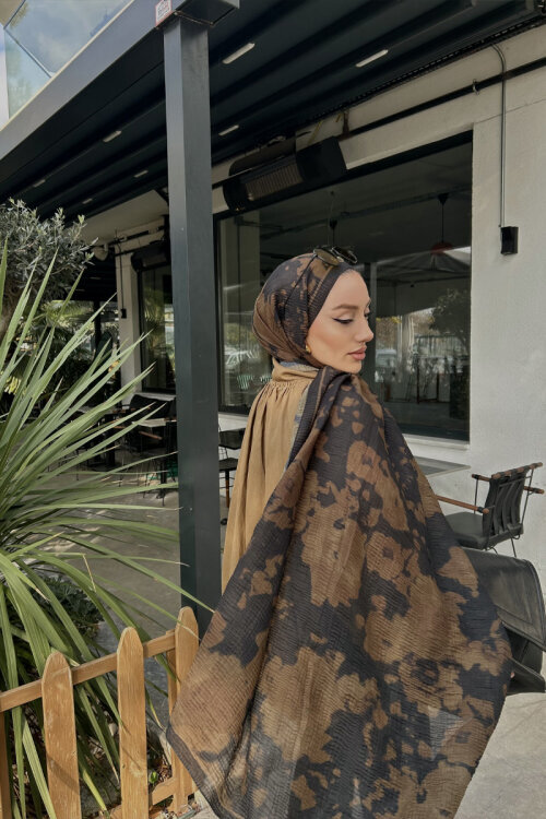 Winter Haze Müslin Şal - Yağ Yeşili 