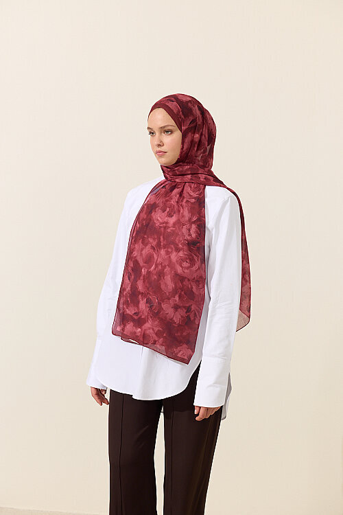 Zenya Soft Pamuk Şal - Cherry - Camellia Scarfs
