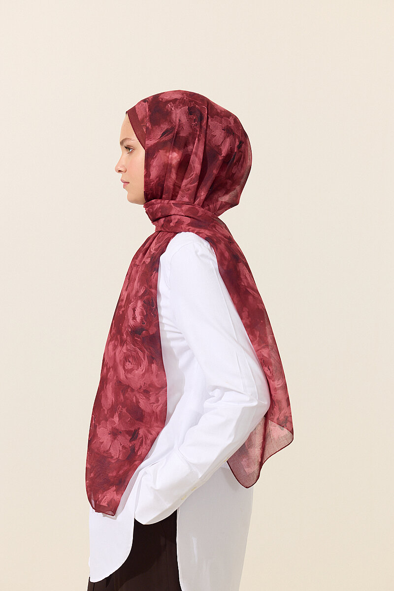 Zenya Soft Pamuk Şal - Cherry - 2