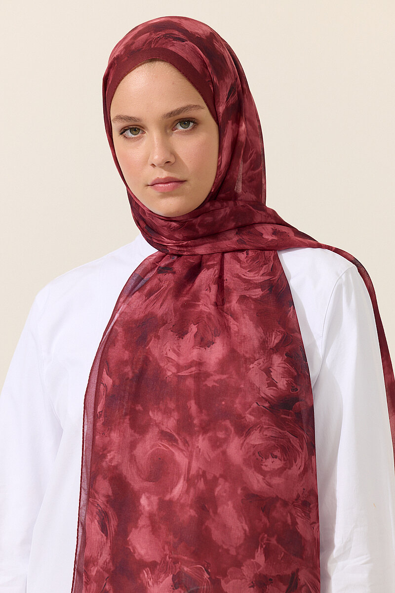 Zenya Soft Pamuk Şal - Cherry - 3