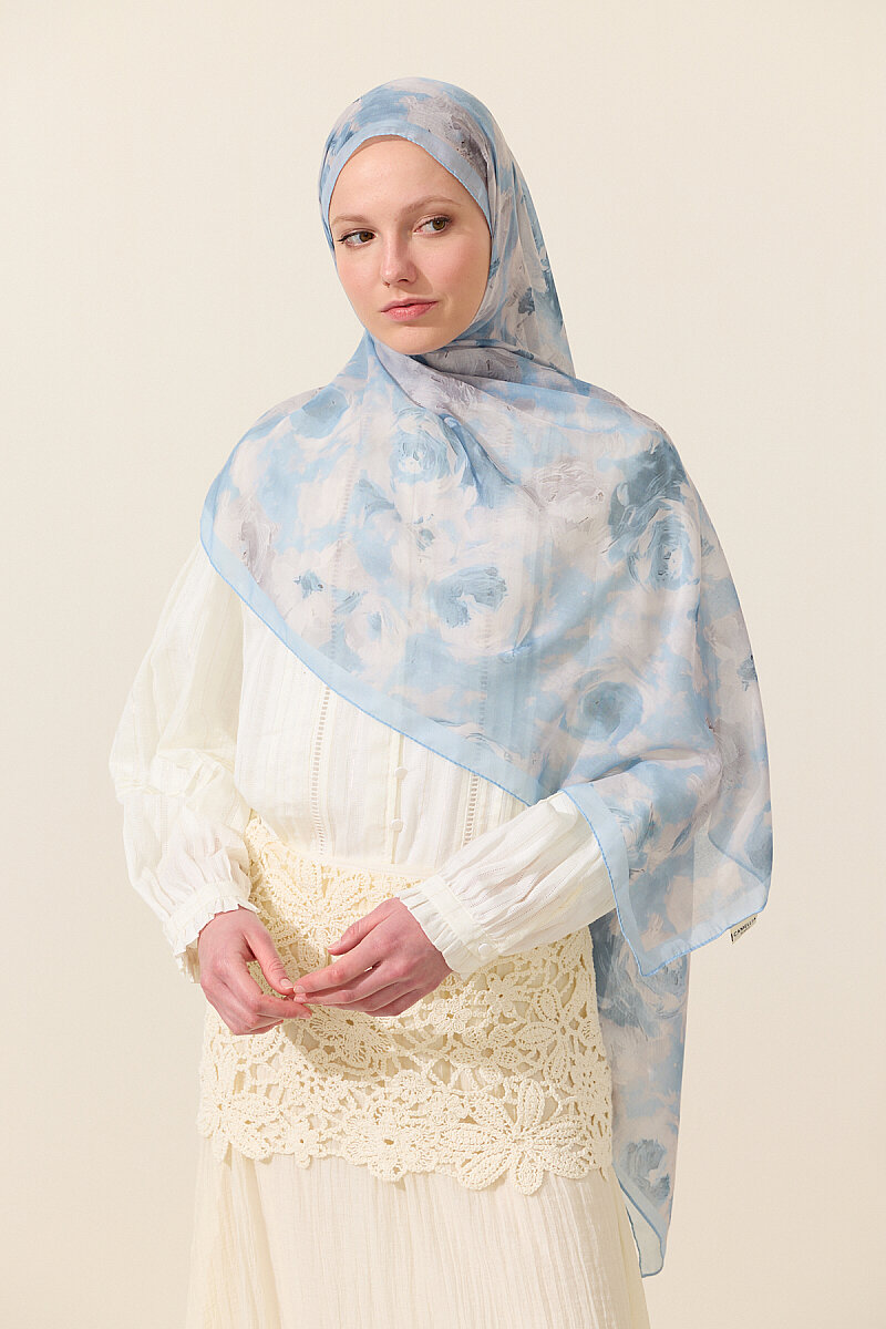 Zenya Soft Pamuk Şal - Mavi - 1