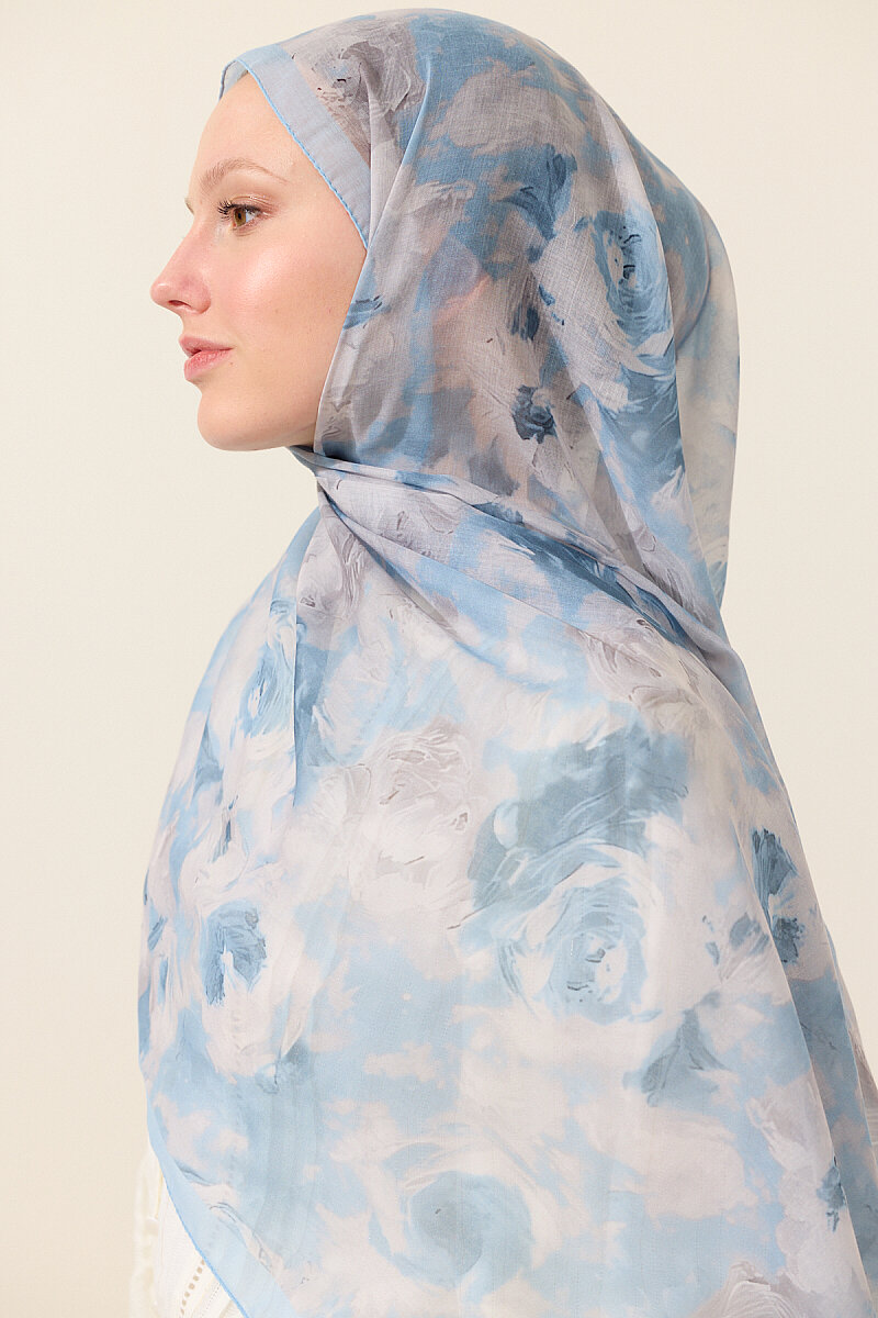Zenya Soft Pamuk Şal - Mavi - 3